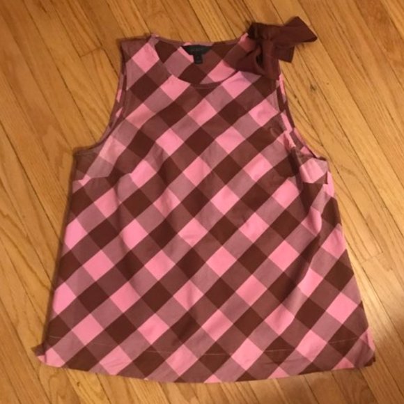 J Crew sleeveless gingham top with bow shoulder - Picture 6 of 7